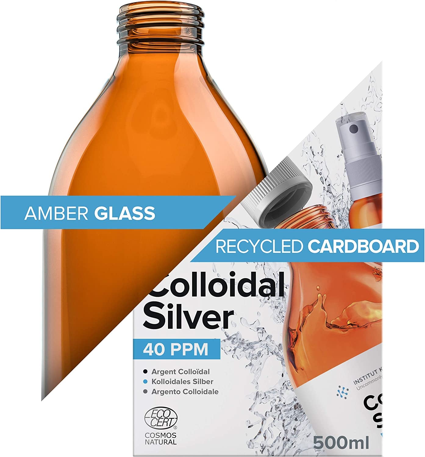 Premium Colloidal Silver 40Ppm 500Ml ● Optimal Concentration Formula, Smaller Particles, Better Results ● Laboratory Certified ● Liquid Silver Made in EU ● Free Spray Bottle to Fill & Ebook Included