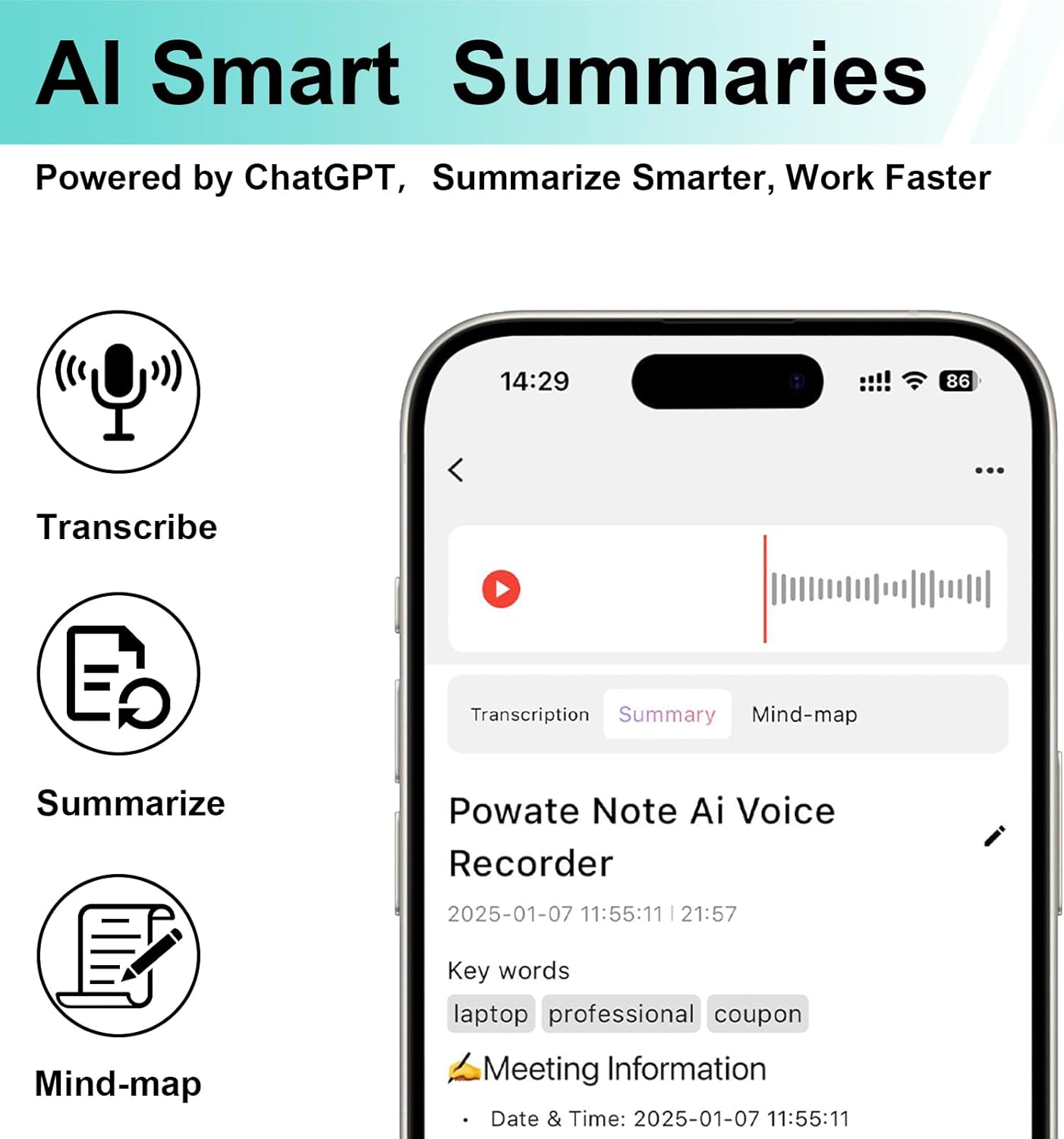 AI Voice Recorder  -64 gb - Supports 112 Languages