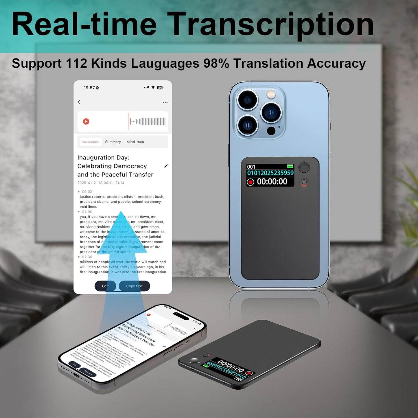 AI Voice Recorder  -64 gb - Supports 112 Languages