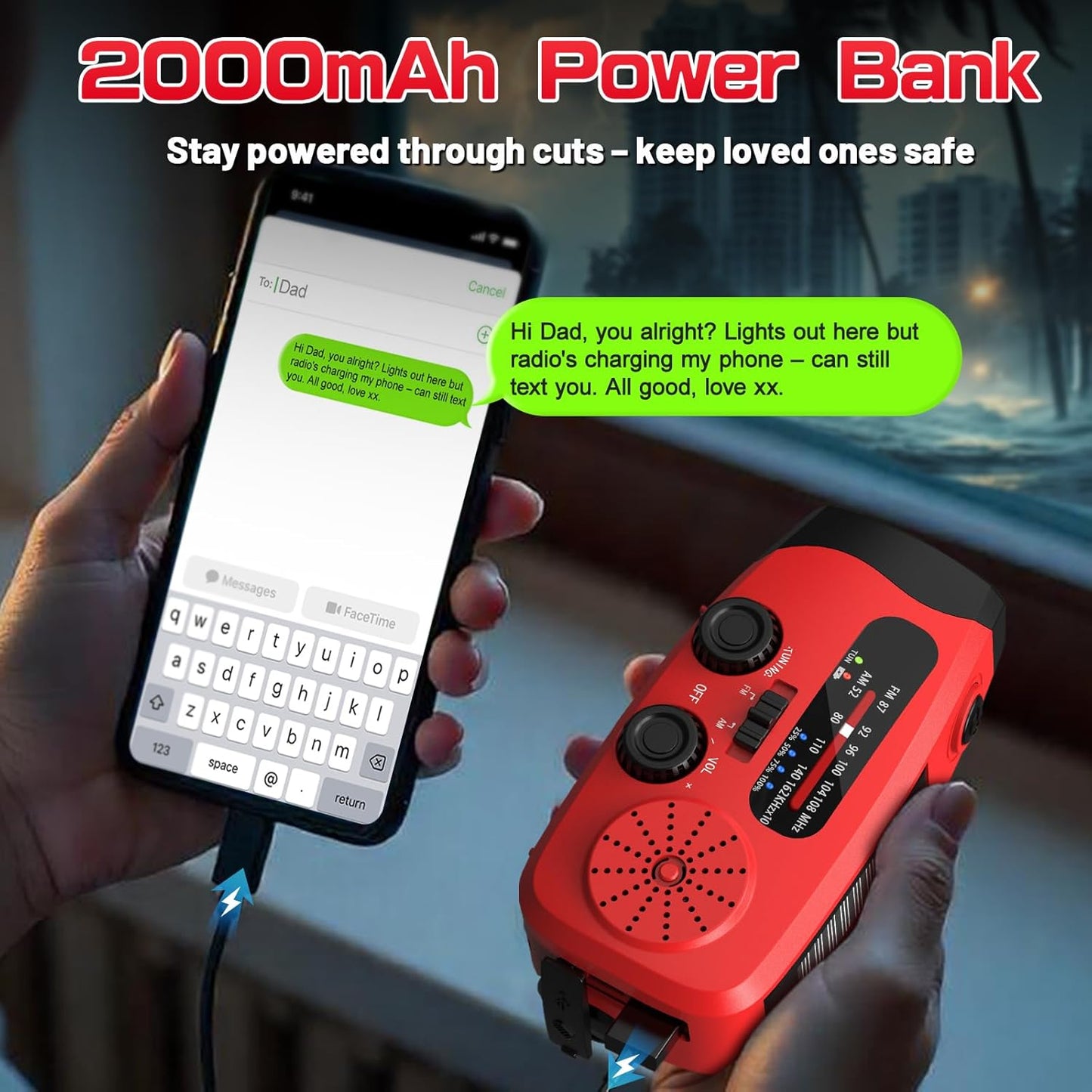 Wind Up Solar Radio 2000mah